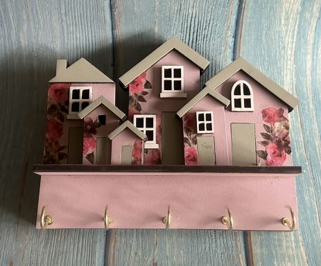 Mixed Media Houses Key Holder